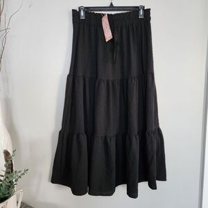 NWT- Black Teared Long Skirt